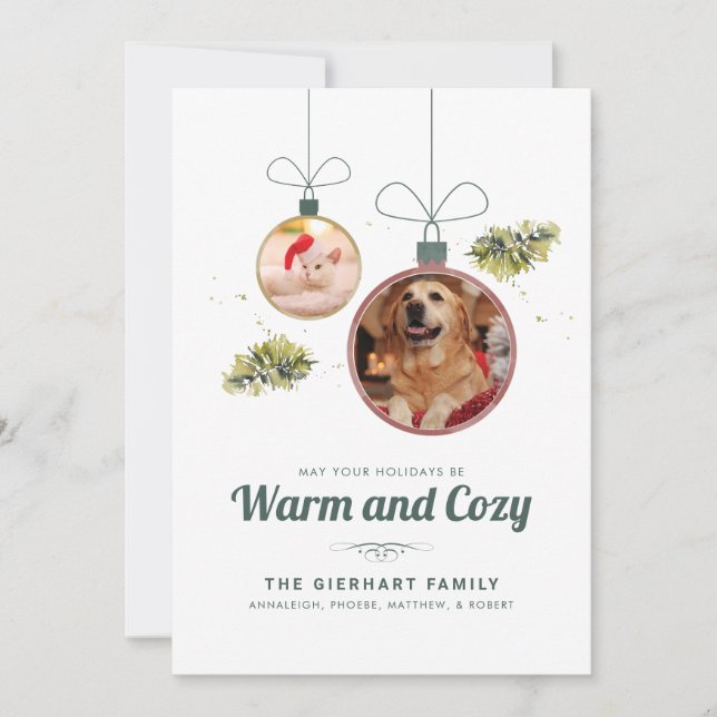 Tarjeta Festiva Fotos de mascotas Navidades familiares modernos (Anverso)