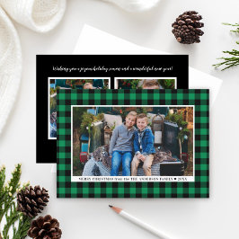 Tarjeta Festiva Fotos de Merry Christmas Green Buffalo Plaid
