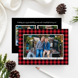 Tarjeta Festiva Fotos de Merry Christmas Red Buffalo Plaid