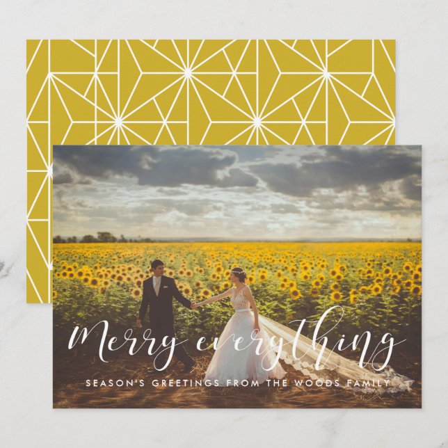 Tarjeta Festiva Fotos de "Merry Everything Elegant Navidad" (Anverso / Reverso)