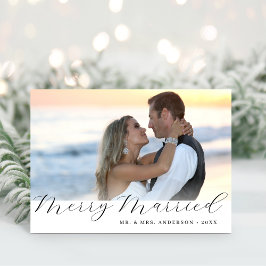 Tarjeta Festiva Fotos de Merry Married Recién Casados Navidades