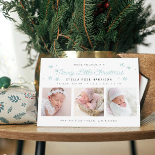 Tarjeta Festiva Fotos de nacimiento azules navideños festivos