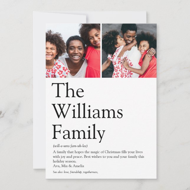 Tarjeta Festiva Fotos de Navidades de definición familiar moderna (Anverso)