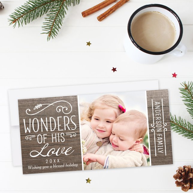 Tarjeta Festiva Fotos de Navidades de Madera Rústica de Su Amor (Subido por el creador)