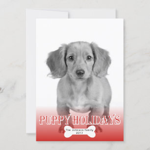 Tarjeta Festiva Fotos de Navidades de mascotas rojos de hueso de l