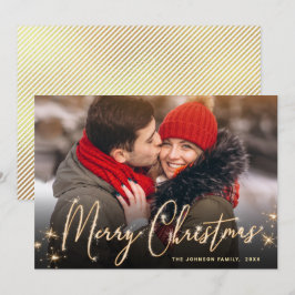 Tarjeta Festiva Fotos de Navidades de oro modernos saludan