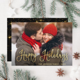 Tarjeta Festiva Fotos de Navidades de oro modernos saludan