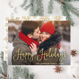 Tarjeta Festiva Fotos de Navidades de oro modernos saludan