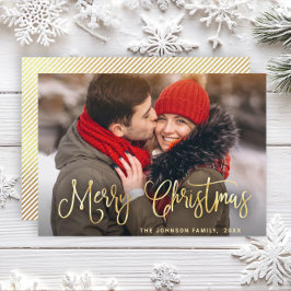Tarjeta Festiva Fotos de Navidades de oro modernos saludan