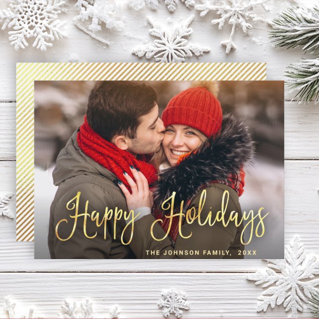 Tarjeta Festiva Fotos de Navidades de oro modernos saludan (Subido por el creador)