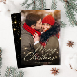 Tarjeta Festiva Fotos de Navidades de oro modernos saludan