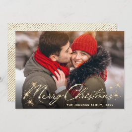 Tarjeta Festiva Fotos de Navidades de oro modernos saludan