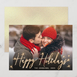 Tarjeta Festiva Fotos de Navidades de oro modernos saludan