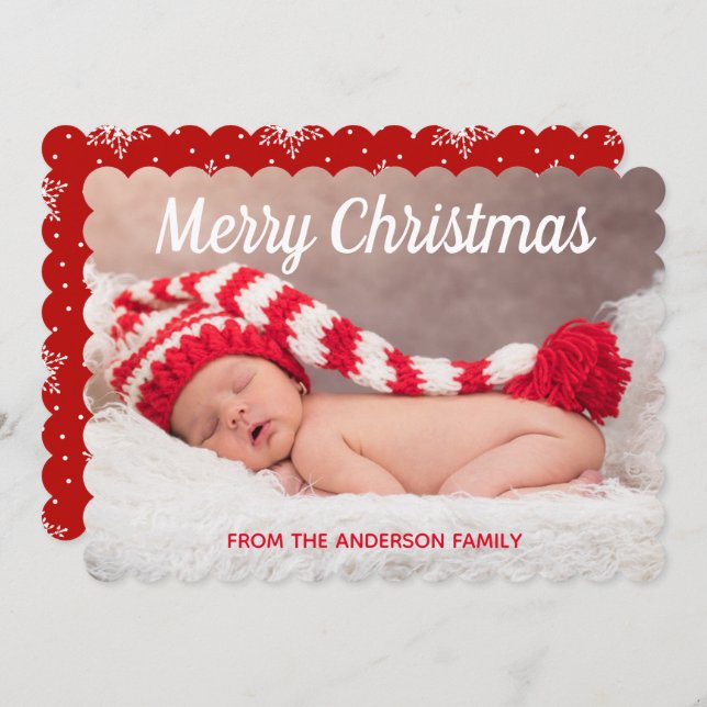 Tarjeta Festiva Fotos de Navidades de Snowflakes Christmas (Anverso / Reverso)