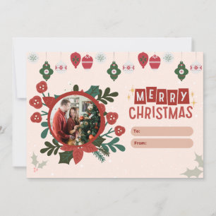 Tarjeta Festiva Fotos de Navidades florales rojas de saludos de te