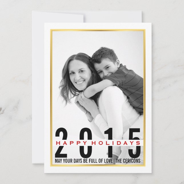 Tarjeta Festiva Fotos de Navidades modernos de Happy Holidays (Anverso)