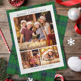Tarjeta Festiva Fotos de Navidades modernos Tartán Rústico