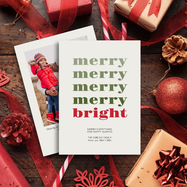 Tarjeta Festiva Fotos de Navidades rojos mínimos modernos y brilla (Subido por el creador)