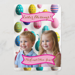 Tarjeta Festiva Fotos de niños huevos de Pascua pintados