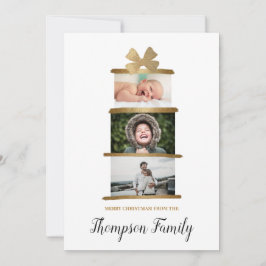Tarjeta Festiva Fotos de nombre familiar entregan Navidades de oro