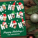 Tarjeta Festiva Fotos de nueve familias de modernos Santa Sat Cute<br><div class="desc">Este diseño sencillo y moderno se compone de una tipografía de guion lúdica.</div>