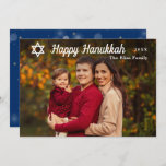 Tarjeta Festiva Fotos de oro y azul de Hanukkah Happy moderno<br><div class="desc">Tarjeta de vacaciones de fotos de alta calidad Hanukkah Blue y Gold Happy</div>