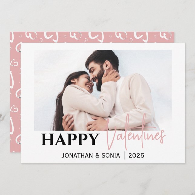 Tarjeta Festiva Fotos de pareja del día de San Valentín Simple Ele (Anverso / Reverso)