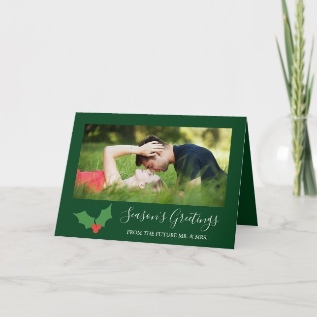 Tarjeta Festiva Fotos de pareja holly involucrada en saludos de te (Anverso)