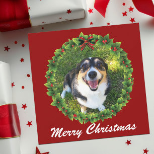 Tarjeta Festiva Fotos de perros Personalizados de guirnaldas navid