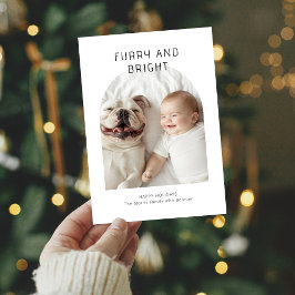Tarjeta Festiva Fotos de perros y bebés de Navidades de peluche y