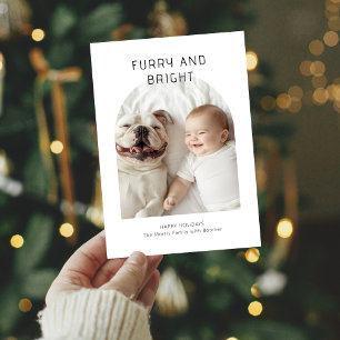 Tarjeta Festiva Fotos de perros y bebés de Navidades de peluche y 