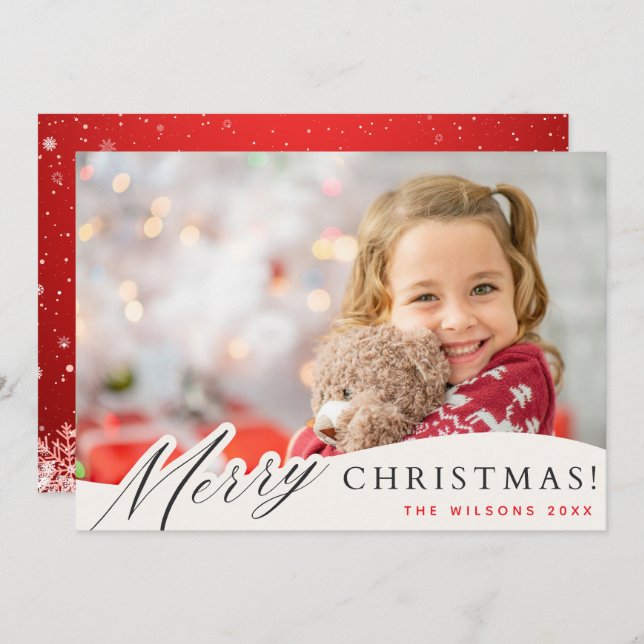 Tarjeta Festiva Fotos de Personalizado navideño y flamante blanco  (Anverso / Reverso)