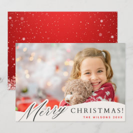 Tarjeta Festiva Fotos de Personalizado navideño y flamante blanco 