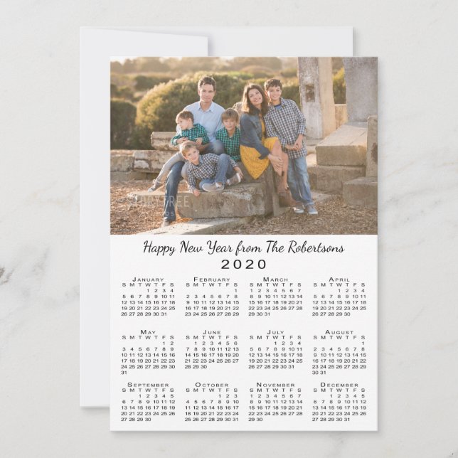 Tarjeta Festiva Fotos de Personalizados del Calendario 2 2020 Feli (Anverso)