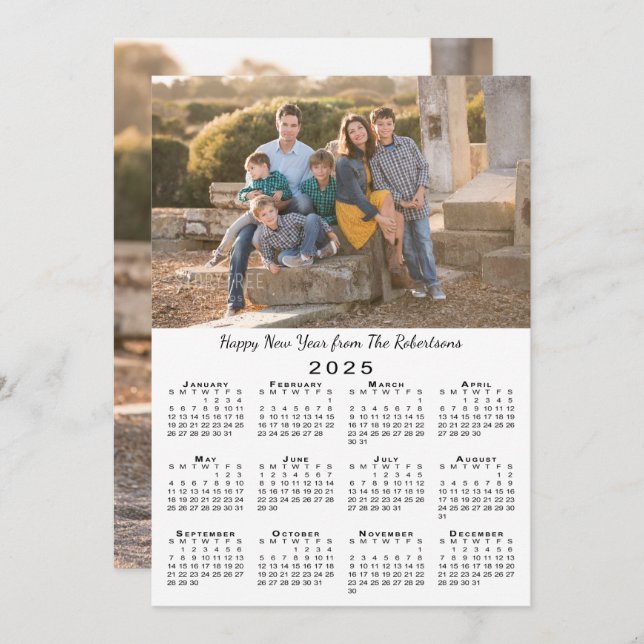 Tarjeta Festiva Fotos de Personalizados del Calendario 2 2 de 2025 (Anverso / Reverso)