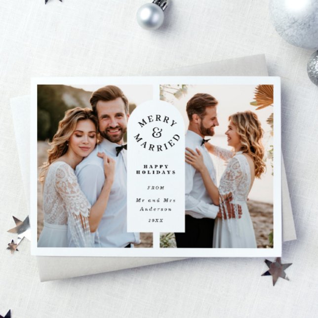 Tarjeta Festiva Fotos de recién casados modernos de merry y casado (Subido por el creador)
