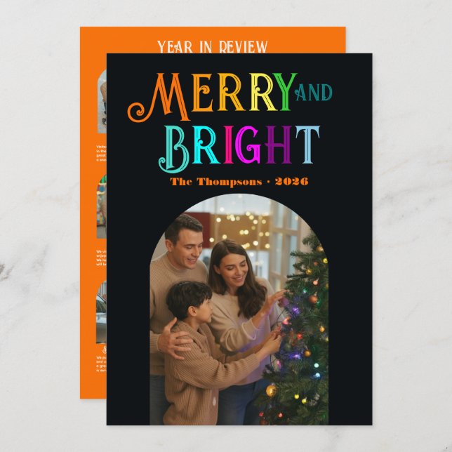 Tarjeta Festiva Fotos de "Resumen del Año" Alegría Citrícola Navid (Anverso / Reverso)