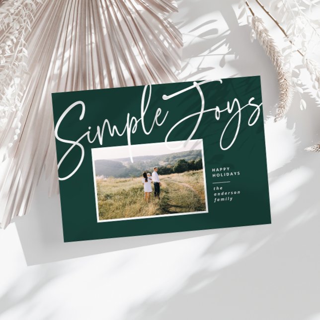 Tarjeta Festiva Fotos de vacaciones de escritura moderna y minimal (Subido por el creador)