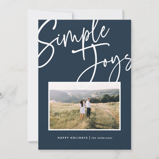 Tarjeta Festiva Fotos de vacaciones de escritura moderna y minimal (Anverso)