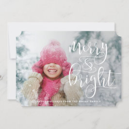 Tarjeta Festiva Fotos de vacaciones en blanco brillante y moro