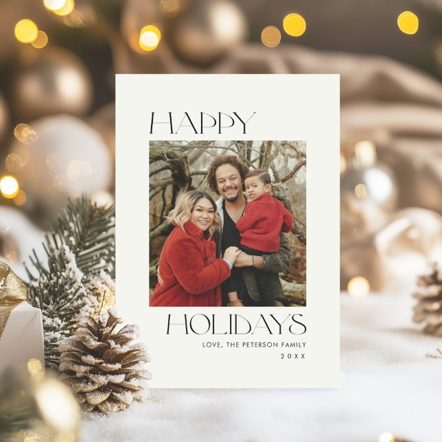 Tarjeta Festiva Fotos de vacaciones felices en blanco y negro (Subido por el creador)