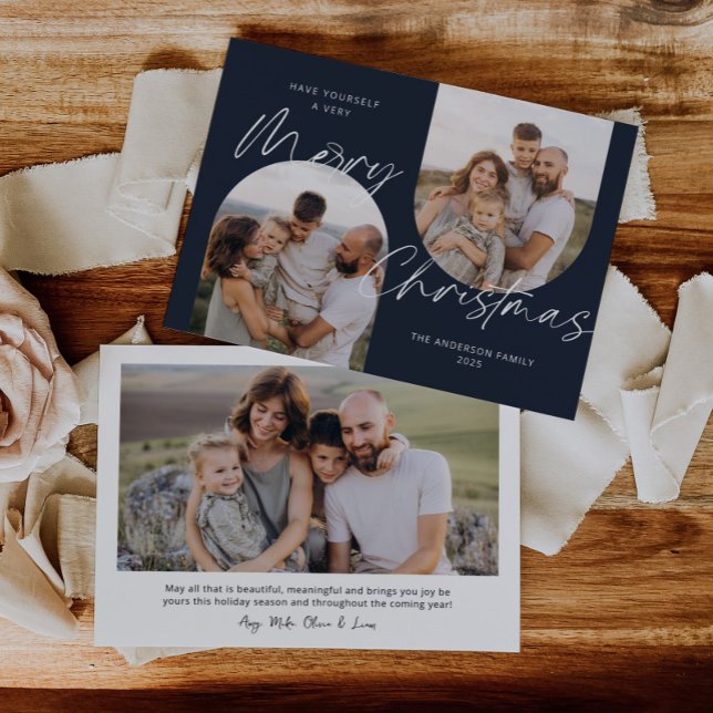 Tarjeta Festiva Fotos del Arco Azul Elegantes Navidades de guiones (Subido por el creador)