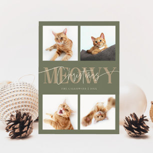 Tarjeta Festiva Fotos del gato de Meowy Navidades enmascaran a Nav
