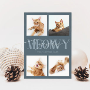 Tarjeta Festiva Fotos del gato de Meowy Navidades Navidades azules