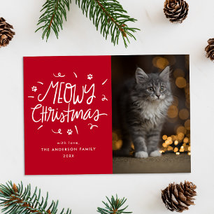 Tarjeta Festiva Fotos del gato rojo de los Navidades Meowy capatac