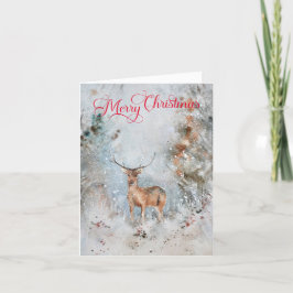 Tarjeta Festiva Fotos del invierno rústico del venado Feliz Navida