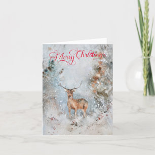 Tarjeta Festiva Fotos del invierno rústico del venado Feliz Navida