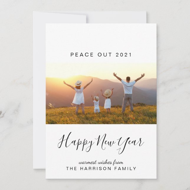 Tarjeta Festiva Fotos del New Year Peace Out 2021 (Anverso)