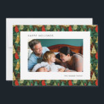 Tarjeta Festiva Fotos del patrón de árboles navideños contemporáne<br><div class="desc">Un enfoque moderno en un patrón clásico de vacaciones de Navidades con esta colección minimalista y sencilla,  para personalizar con su propio texto de bienvenida e imagen familiar.</div>