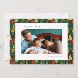 Tarjeta Festiva Fotos del patrón de árboles navideños contemporáne